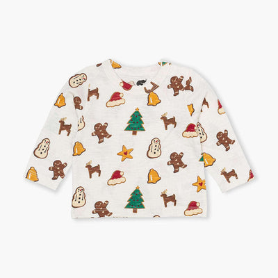 Long Sleeve Slub Jersey Crewneck Tee - Holiday Cookies