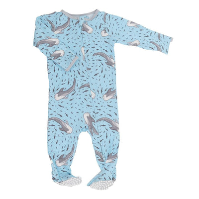 Zipper Footie - Swirling Sharks - Onesie