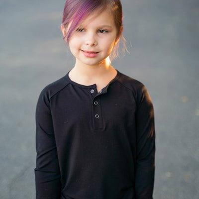Raglan Henley - Blazing Black - Henley