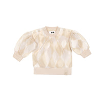 Girls Organza & Terry Sweatshirt - Beige