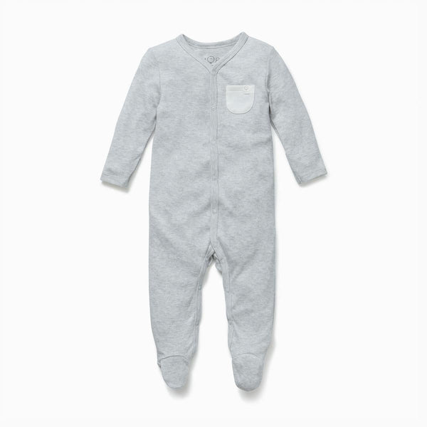 Front Opening Sleepsuit - Grey - FINAL SALE - Pajamas