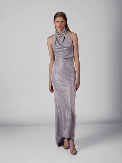 Draped Front Dress - Silver