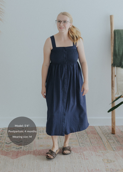Juliette Strap Nursing Dress - Navy