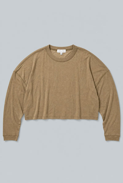 Clementine Long Sleeve Cropped Tee - Army