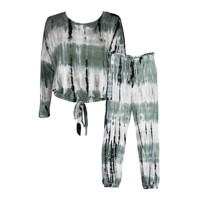 Ladies Relaxed Lounge Set - Olive Tie Dye