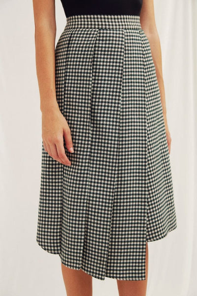 Eliza Plaid Assymetric Skirt - Green