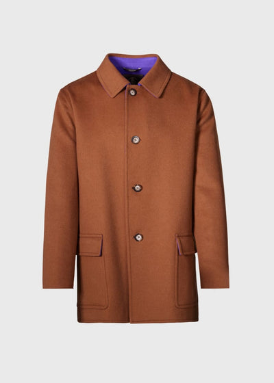 Double Face Contrast Cashmere Coat - Camel