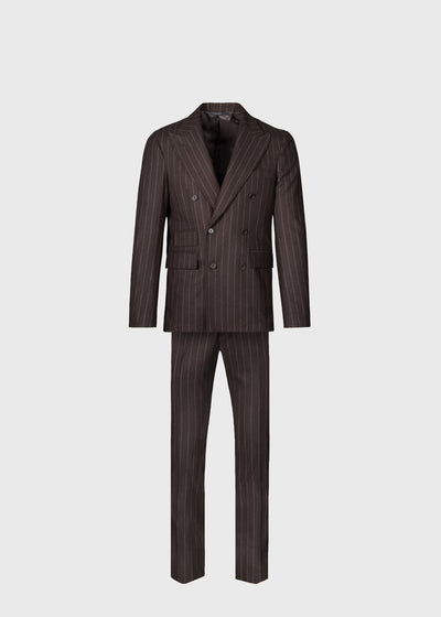 Chalk Stripe Flannel Suit - Brown