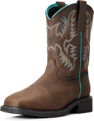 Krista Waterproof Steel Toe Work Boot - Dark Brown