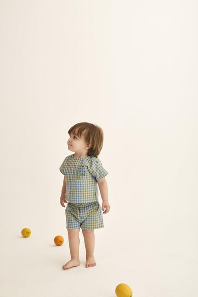 Blue Gingham Cotton Baby Set