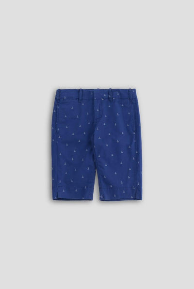 Boat Print Long Short - Royal Blue