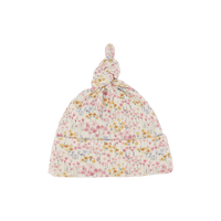 Cotton Knotted Beanie - Wildflower Mountain Print