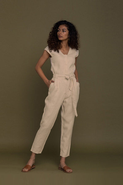 Evening Chai Jumpsuit - Neutral Beige