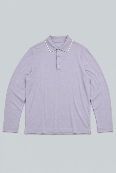 Wool Wash Contrast Collar Sweater - Ice Blue