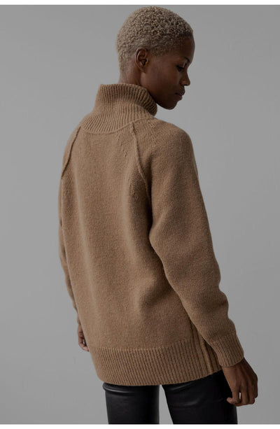 Wrap Collar Baby Alpaca Pullover - Camel