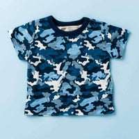 Short Sleeve Slub Jersey Printed Tee - Camo Blue