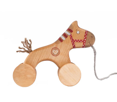 Pull Toy Red Horse - One Size - ’Wooden Toy - Baby Kids Kids Adult Baby’