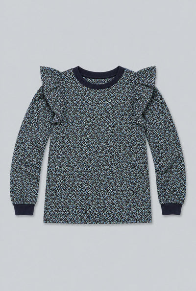 Meghan Ruffle Shoulder Sweatshirt - Navy