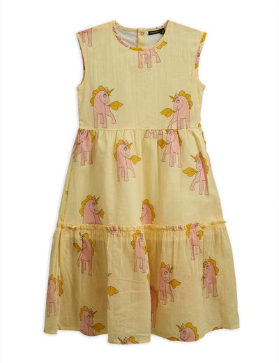 Unicorns Woven Long Dress - Yellow