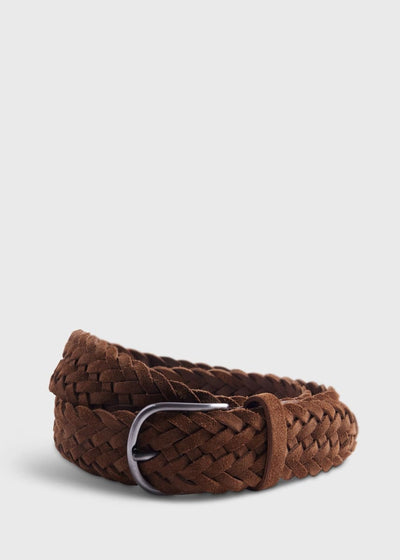 Woven Suede Belt - Tan