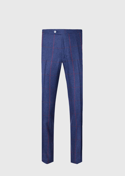 Wool & Cashmere Plaid Trouser - Blue