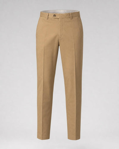 Brushed Cotton Plain Front Newton Pant - Khaki