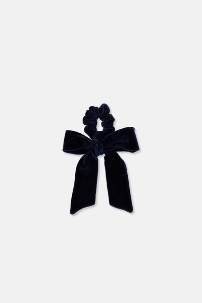 Bow organic velour scrunchie - Navy