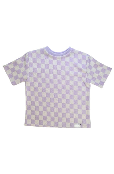 Oversize T-Shirt - Lavender Macaron Checkered Terry