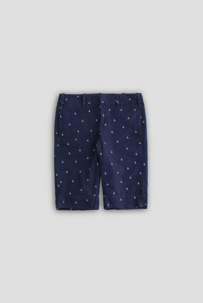 Boat Print Long Short - Navy