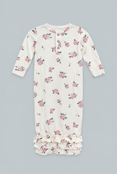 Ruffle Gown - Roses White