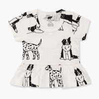 Short Sleeve Peplum Top - Puppy Love