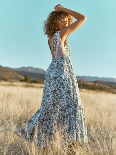 Clark Maxi Dress - Ivory & Cornflower Floral - FINAL SALE - Dresses