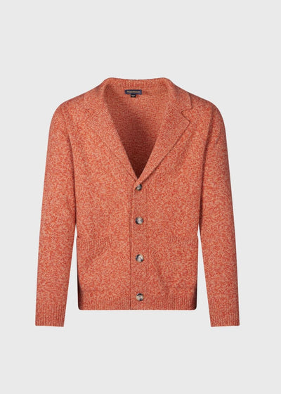 Merino Wool Button Front Cardigan - Burnt Orange