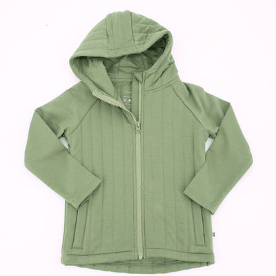 French Terry Hooded Jacket - Olive Green - Hoodie