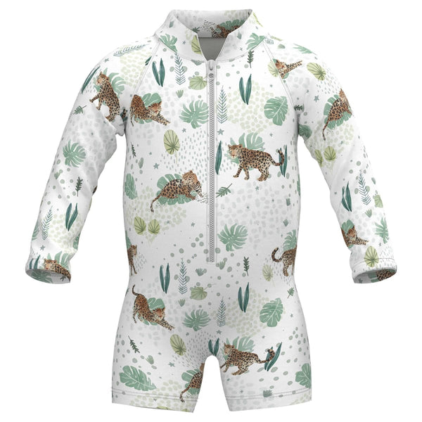 Neutral Zipper Rashguard Romper - Jaguar