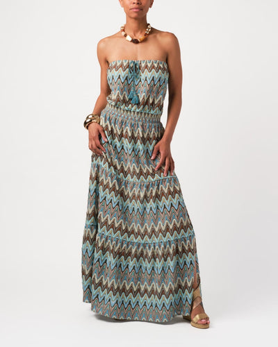 Vera Dress W/ Puff Sleeve - Blue Striped Yarn Dyed