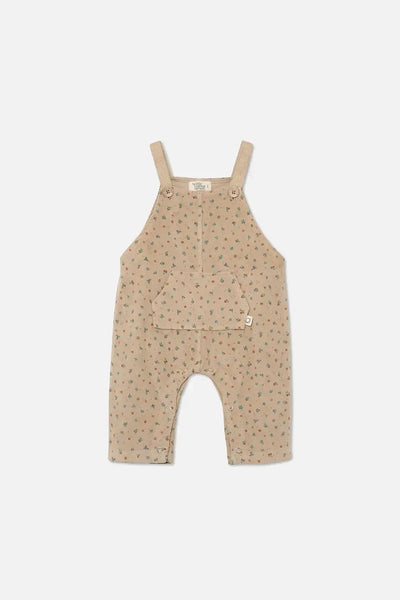 Floral Corduroy Baby Overalls - Beige