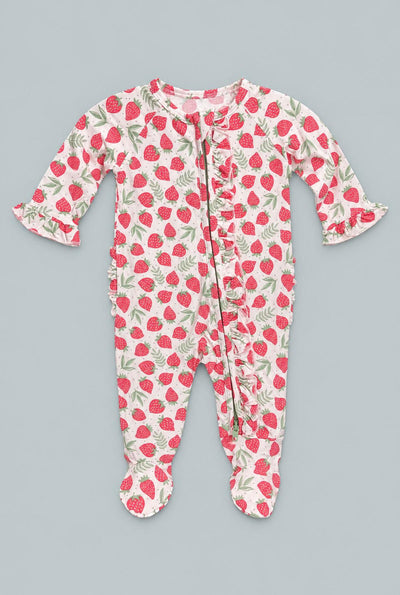 Ruffle Footie - Strawberry Basil