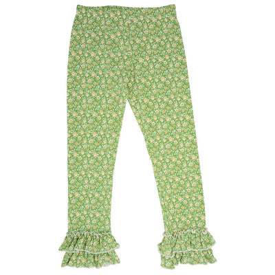 Ruffle Bottom Legging - Sage Flower