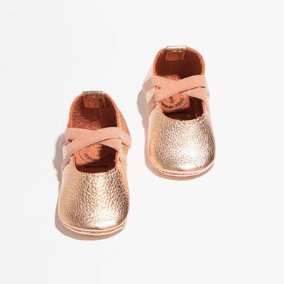 Rose Gold Ballet Slipper Baby Shoe - ’Flats - Baby Kids Adult All’