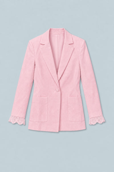 Blazer With Eyelet Cuffs - Pink