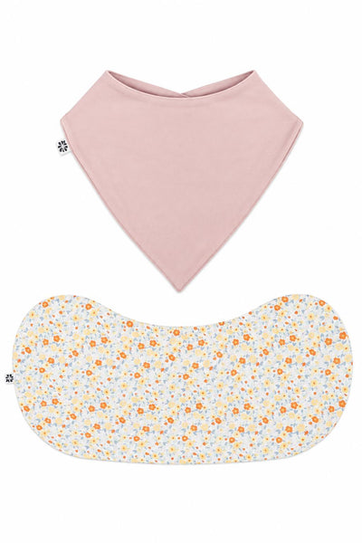 Sweet Bamboo Bib & Burp Cloth Set - Dusty Pink + Liberty Floral