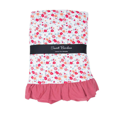 Ruffle Blanket - Crimson Floral