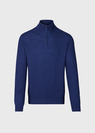 Merino Wool Quarter Zip Pullover - Denim