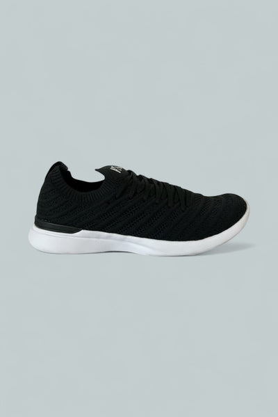 Women's Knit Low-Top Running Sneakers - Black/White