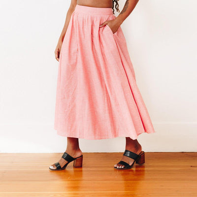 The Cotton/Silk Hazel Skirt - Poppy