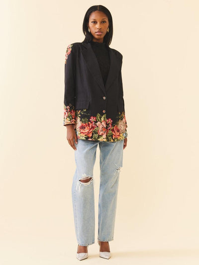 Sloan Blazer - Black Victorian Floral
