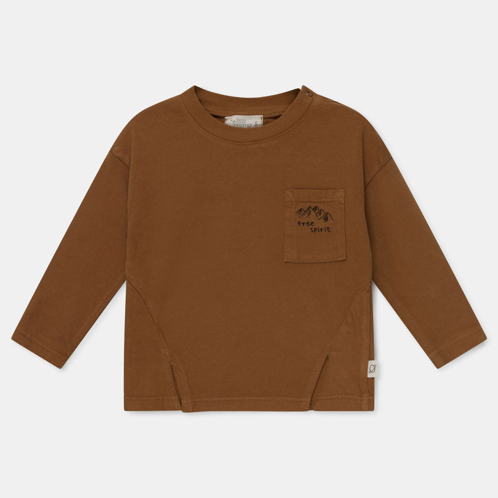 Embroidered Organic Baby T-Shirt - Caramel