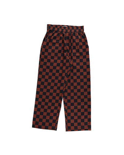 Hand Printed 'Seema' Pants - Chocolate And Black Chessboard
