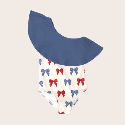 One Shoulder Ruffle - Americana Bow